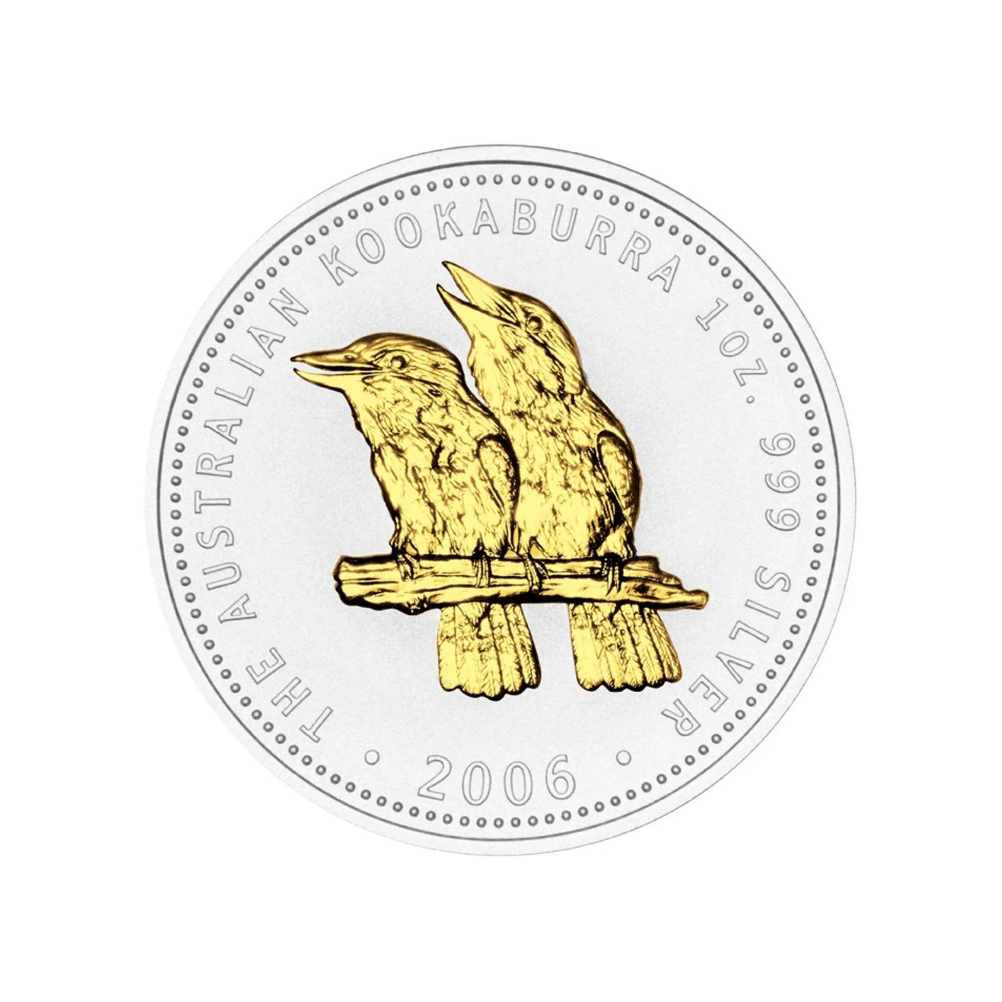 2006 Australian One Dollar ($1)  Kookaburra Gilded SIlver