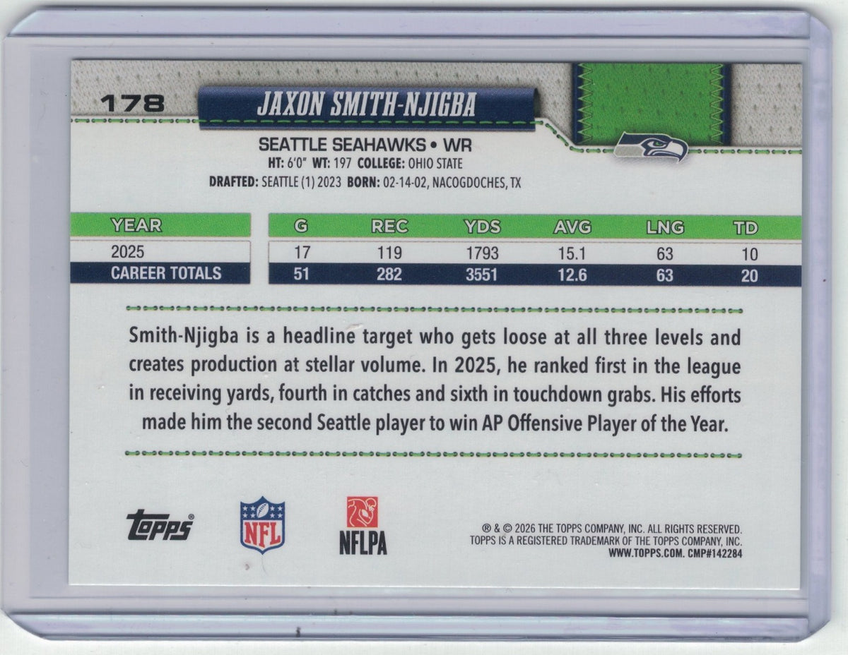 2026 Topps Flagship #178 Jaxon Smith-Njigba Holo Foil
