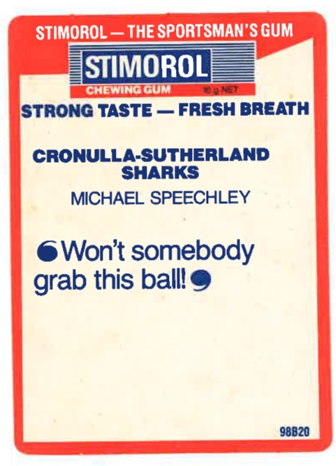 1990 Stimorol Rugby League #45 Micahel Speechley