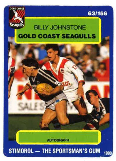 1990 Stimorol Rugby League #63 Billy Johnstone