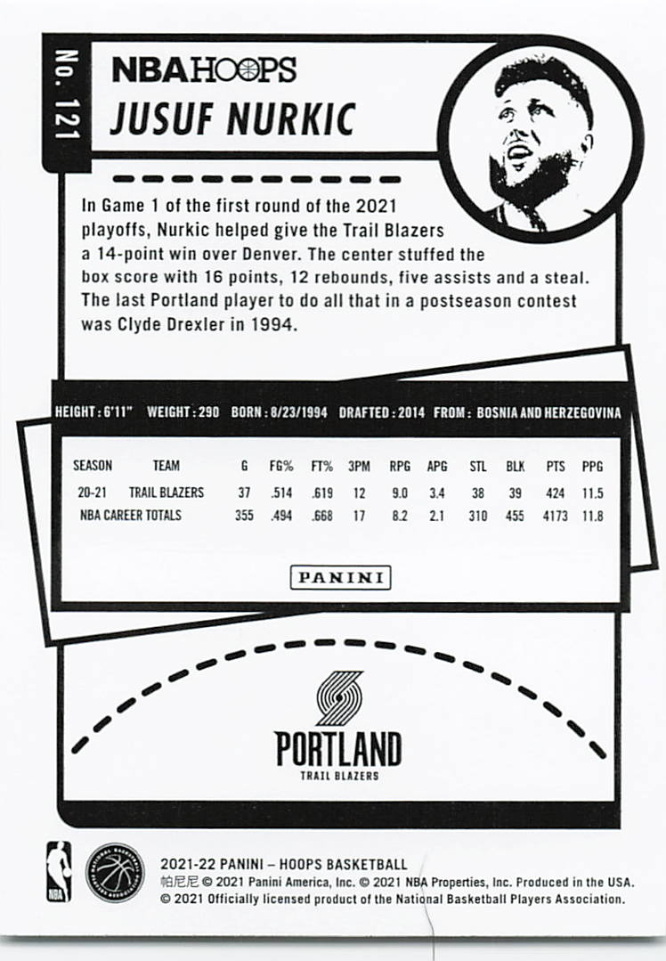 2021-22 Hoops Winter #121 Jusuf Nurkic