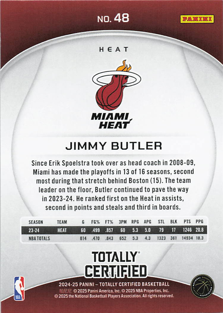 2024-25 Panini Totally Certified #48 Jimmy Butler