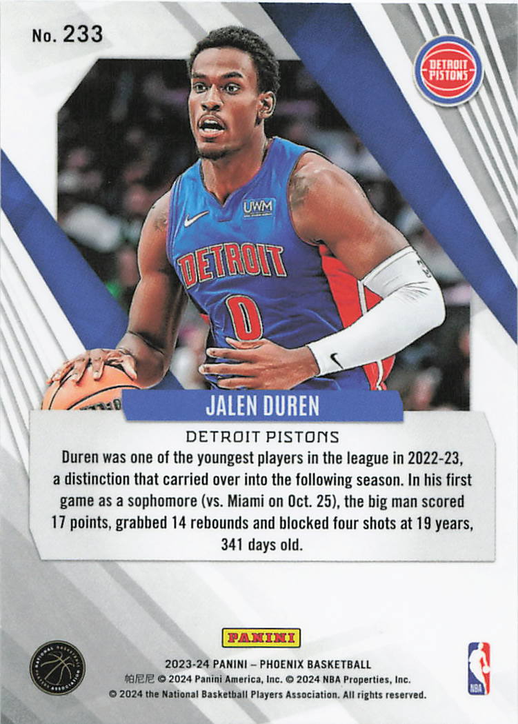 2023-24 Panini Phoenix #233 Jalen Duren