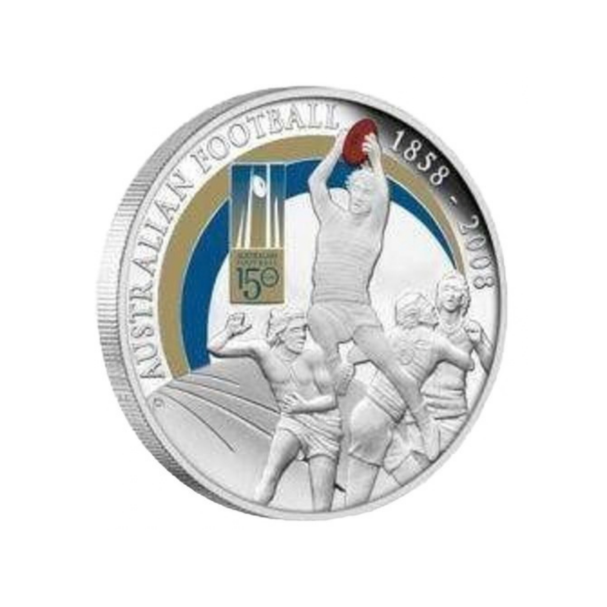 2008 Australian Football (AFL) 150 Years 1oz Silver Proof Coloured Coin