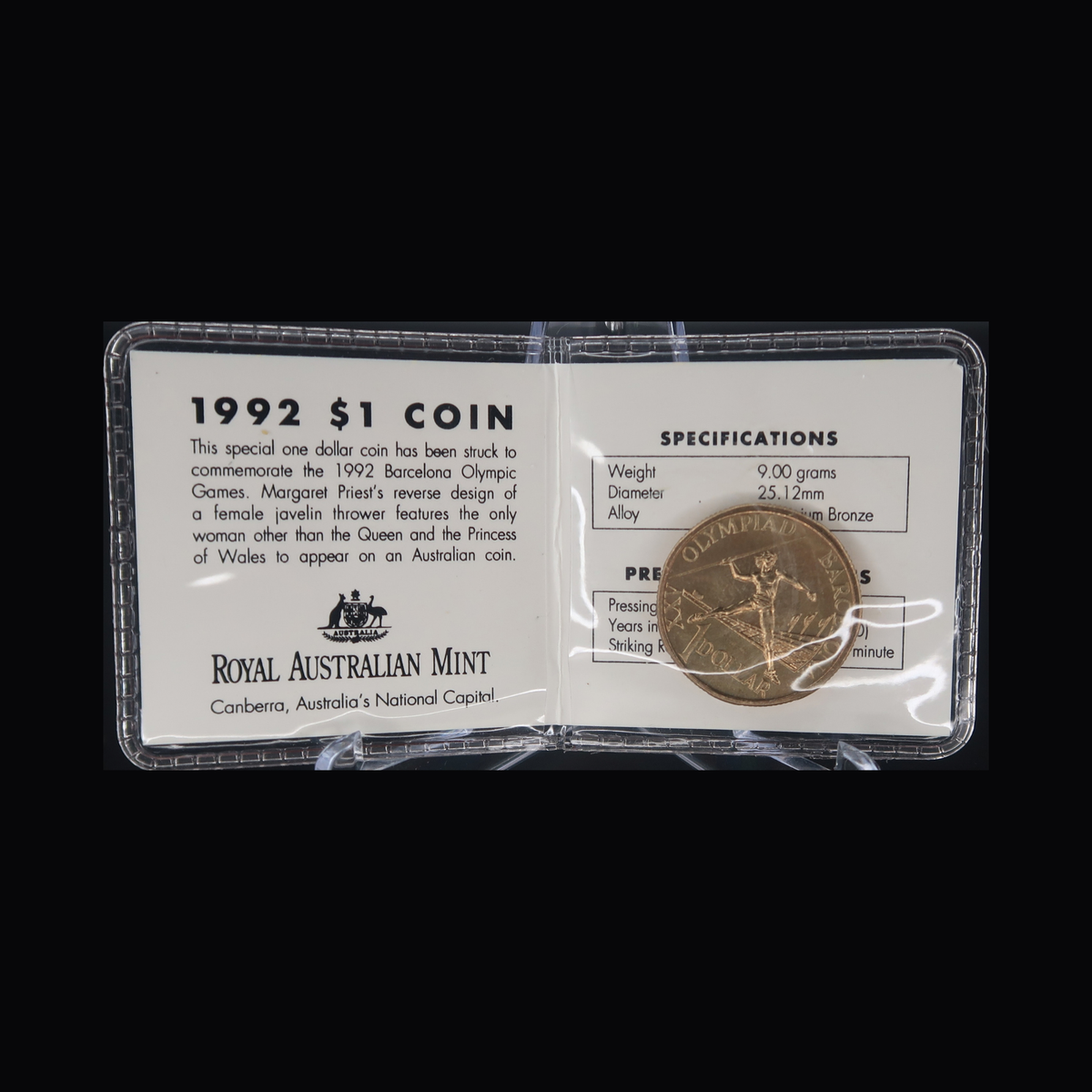 1992 Australian One Dollar ($1) Barcelona Olympics in Wallet