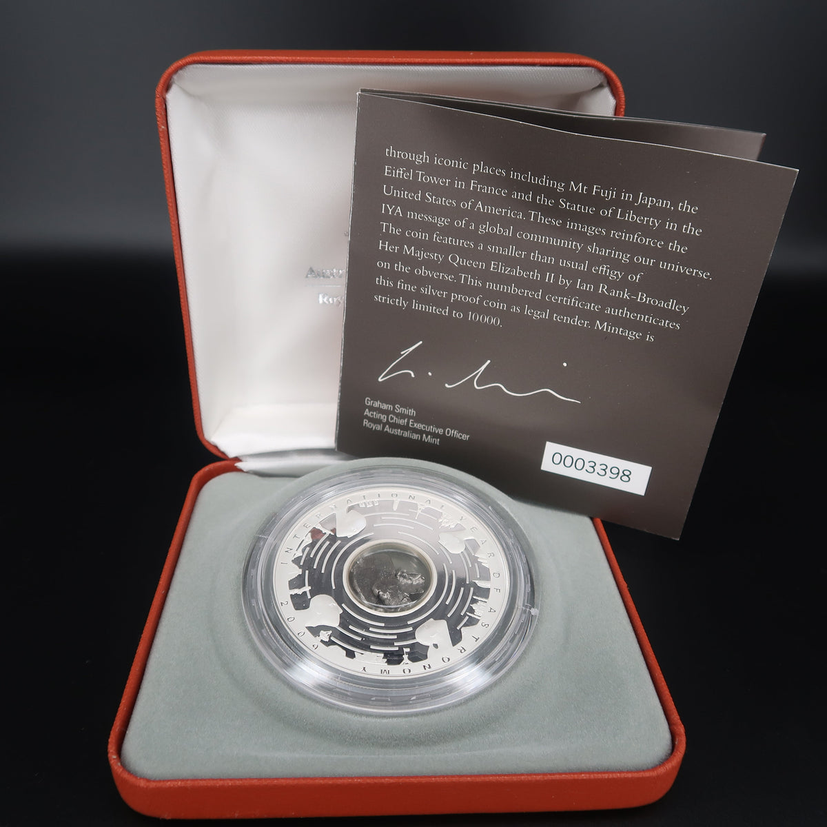 2009 Australian Five Dollar ($5) International Year of Astronomy - Meteorite Silver Proof