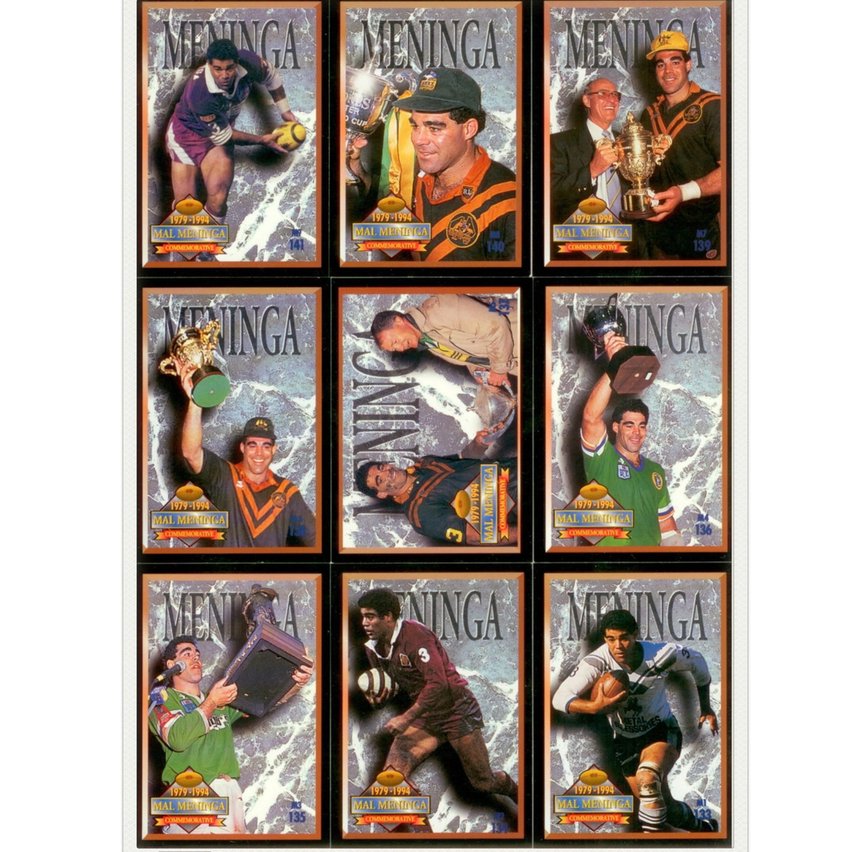 1994 Dynamic Rugby League Series 2 Mal Meninga Card Set (9)