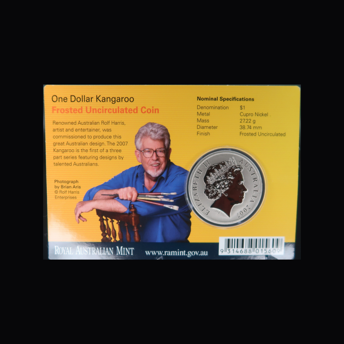 2007 $1  Kangaroo - Rolf Harris Cupro-Nickel Specimen