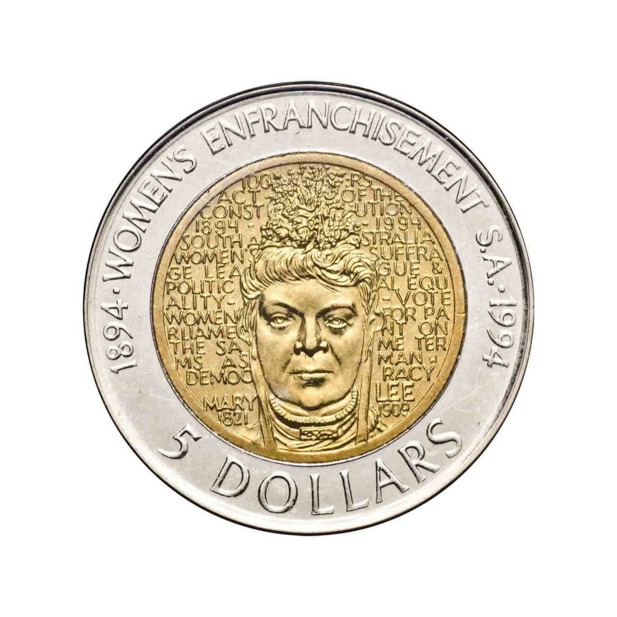 1994 Australian Five Dollar ($5) Coin - Womens Vote - Bi-Metal