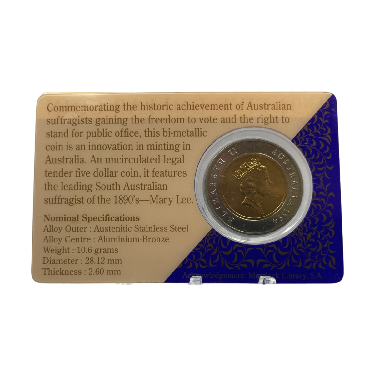 1994 Australian Five Dollar ($5) Coin - Womens Vote - Bi-Metal